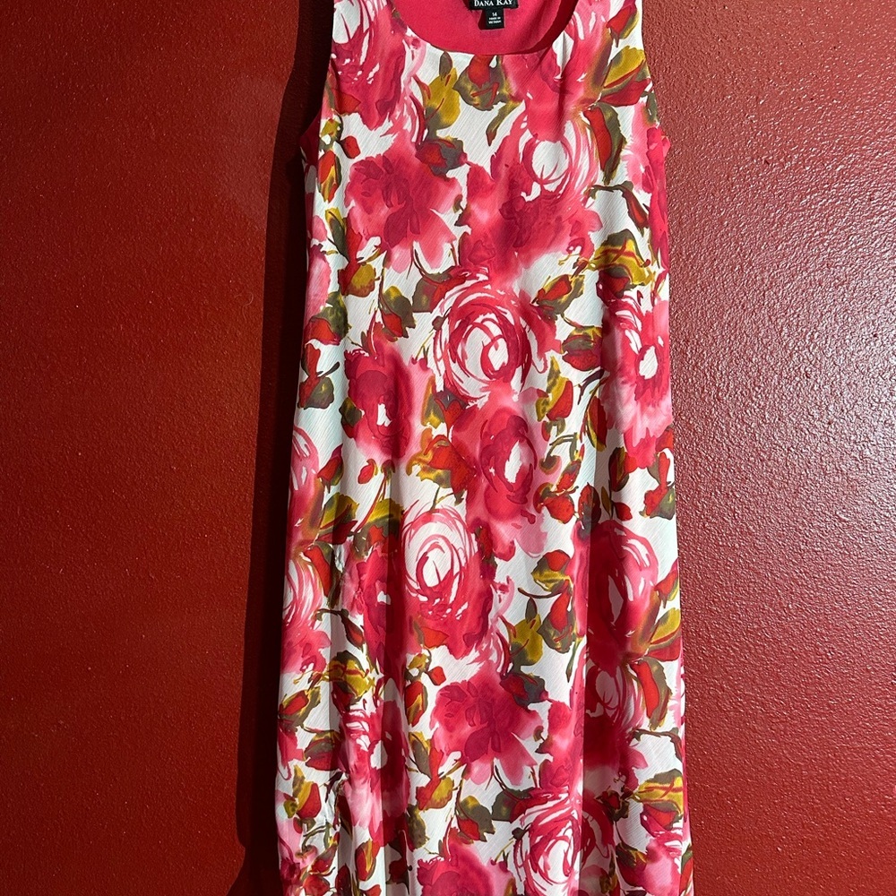 Dana Kay Floral Midi Dress - Red and White